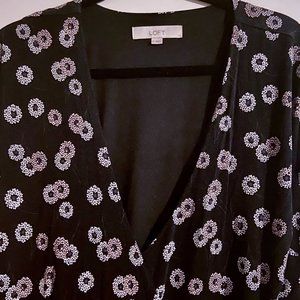 Women's Loft Vine knit wrap dress, black, sz.14
